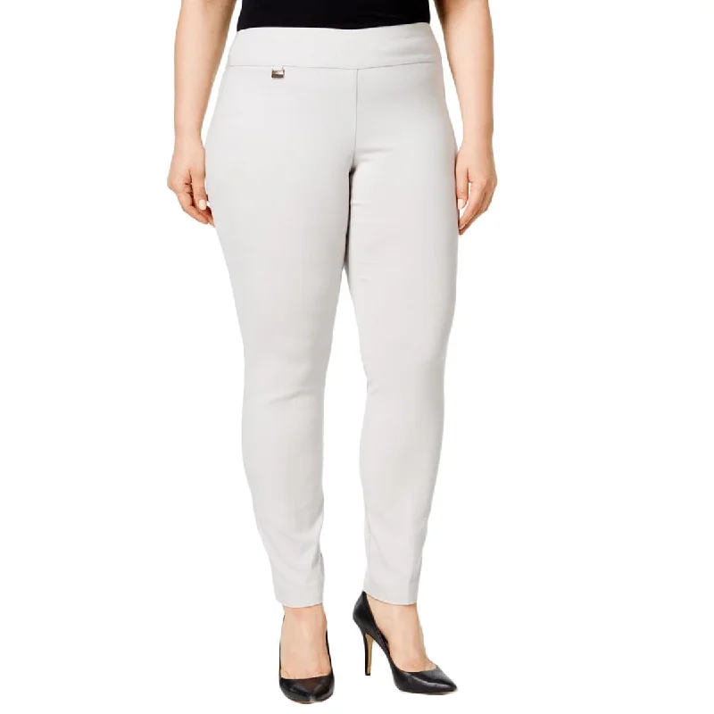 Alfani Womens Plus Comfort Waist White Wash Dress Pants Fashionable Tapered Leg Pants
