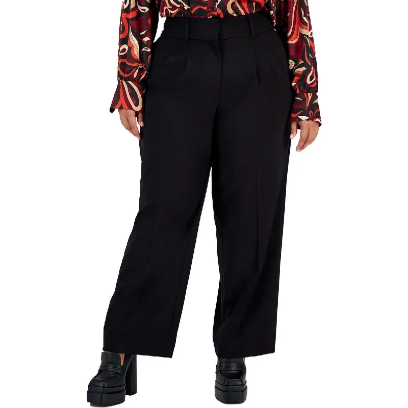Bar III Womens Plus Mid Rise Office Dress Pants Soft Stretch Trousers