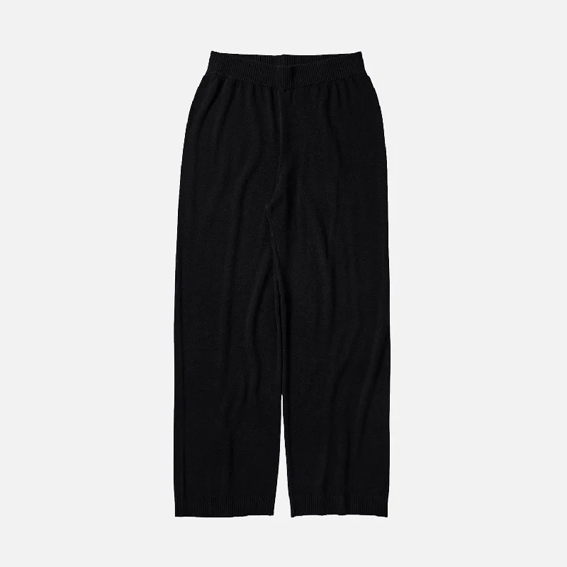 Womens Merino Wool Pants - Black Stylish Paperbag Waist Pants