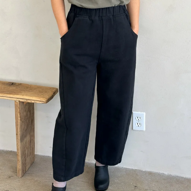 Womens Cotton Arc Pants - Black Canvas Cozy Full-Length Pants