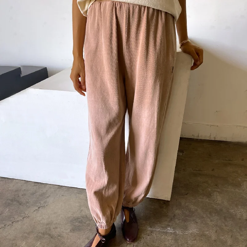 Womens Cotton Balloon Pants - Macchiato Classic Straight-Leg Pants