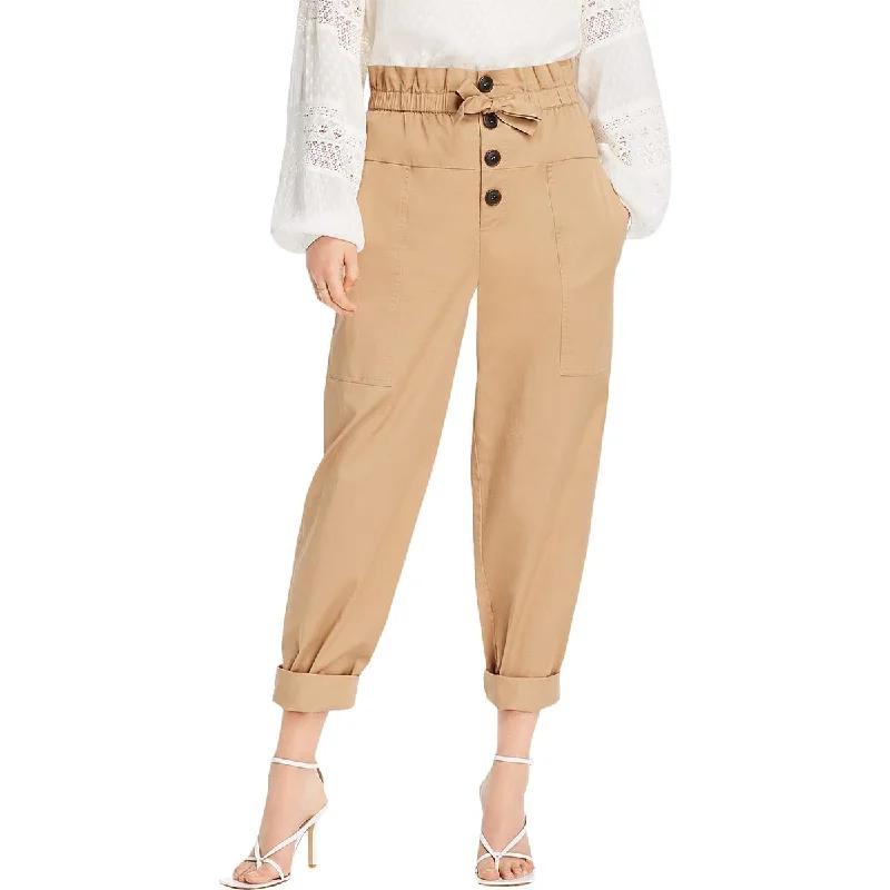 LINI Womens Lola Cropped Wide Leg Pants Stylish Elastic Waist Pants