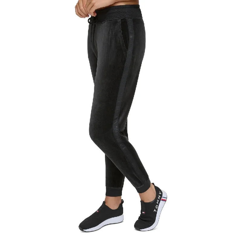 Tommy Hilfiger Sport Womens Velvet Jogger Pants High-Waist Yoga Pants