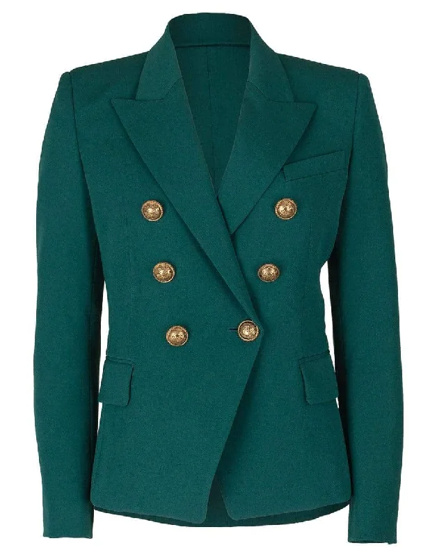 Green Six Button Grain de Poudre Jacket