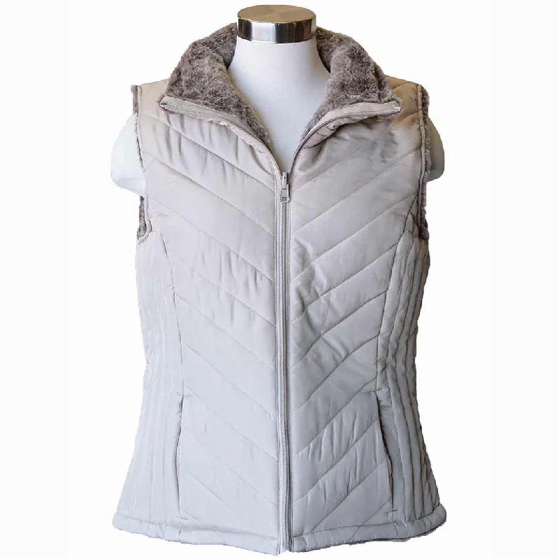 Keren Hart Women's Reversible Faux Fur Lined Vest