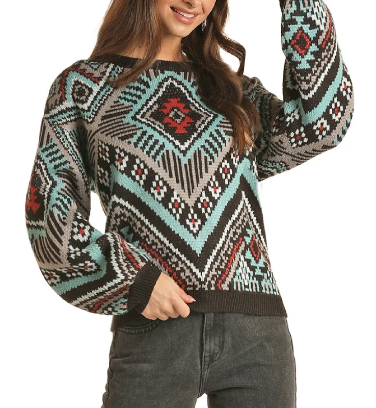 KNIT PATTERN SWEATER ROCK & ROLL COWGIRL