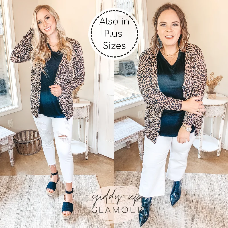 Coffee Dates Button Up Sweater Cardigan in Leopard