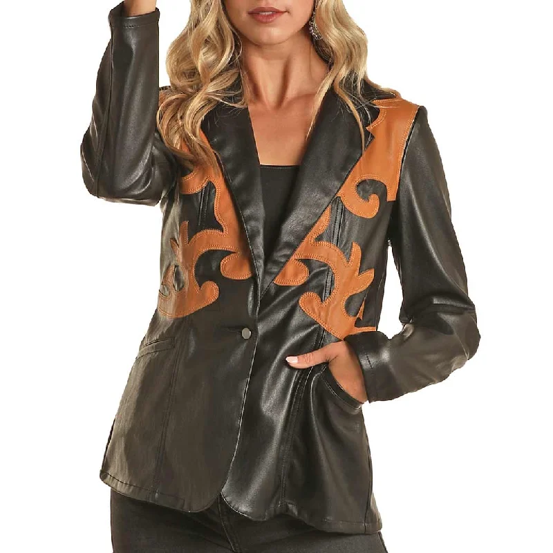 Rock & Roll Cowgirl Women's Faux Leather Blazer