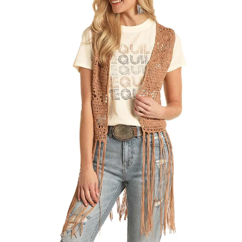 Rock & Roll Cowgirl Women's Crochet Fringe Knit Vest