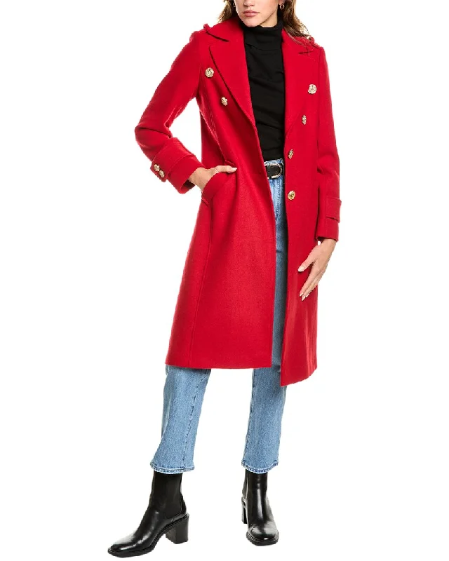 Sam Edelman Single-Breasted Military Wool-Blend Coat