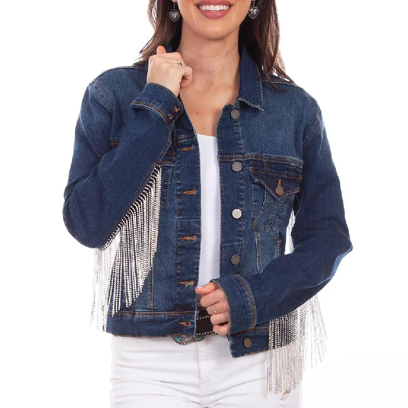 Scully Women's Rhinestone Fringe Jean Jacket