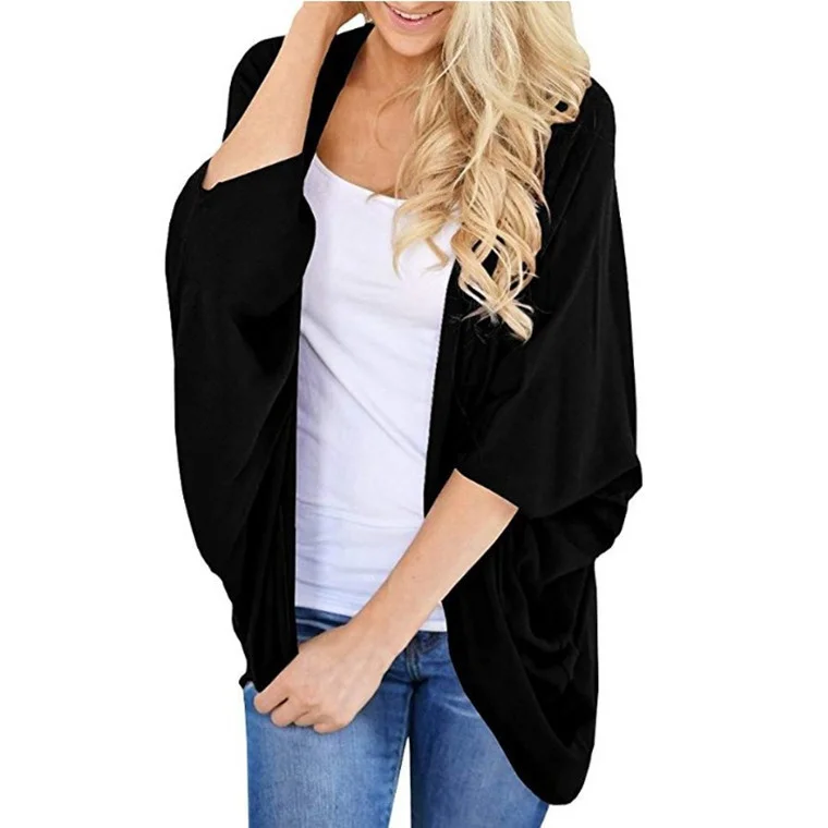 Women Casual Solid Color Half Sleeve Cardigan