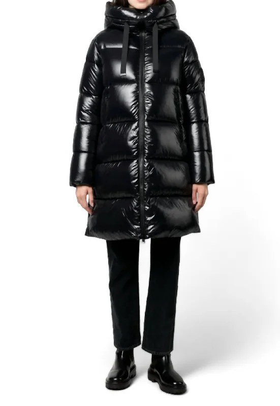 Women's Isabel Shiny 3/4 Heavy Puffer Coat In Black