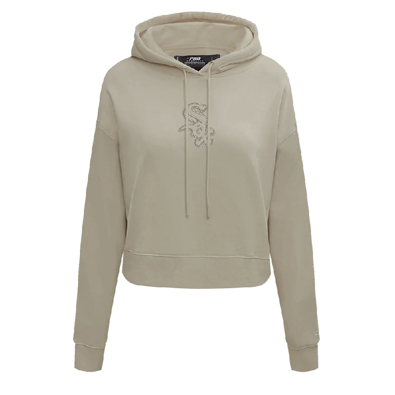 MLB CHICAGO WHITE SOX NEUTRAL WOMEN'S CROPPED PO HOODIE (TAUPE)