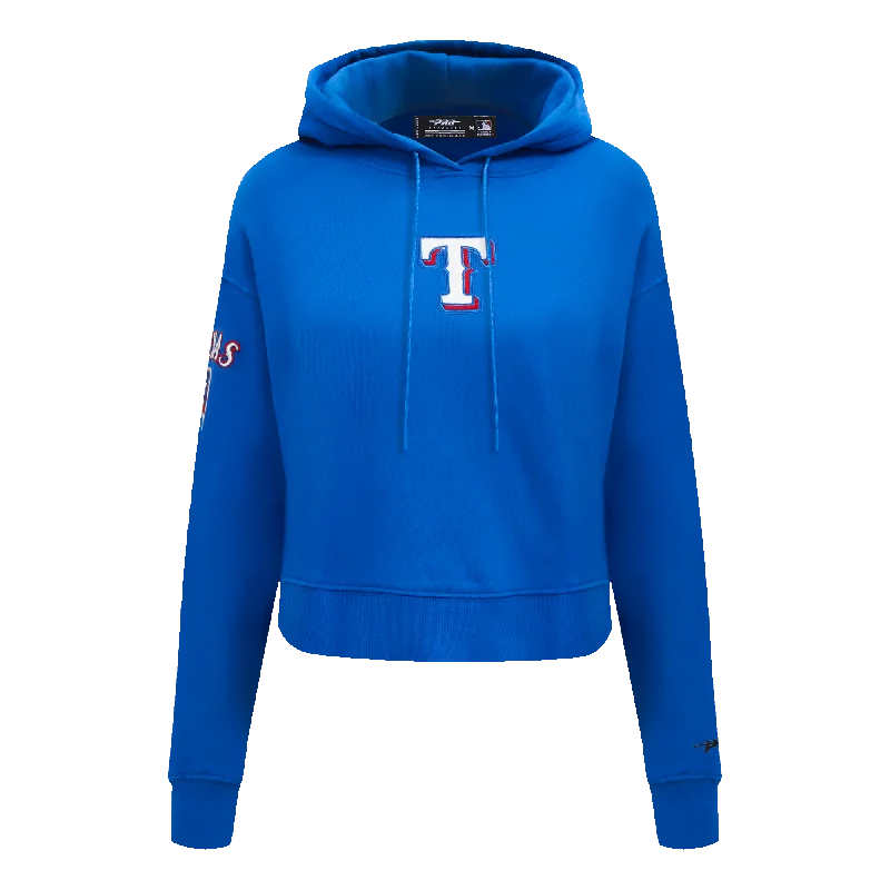 MLB TEXAS RANGERS CLASSIC WOMEN'S CROPPED PO HOODIE (ROYAL BLUE)