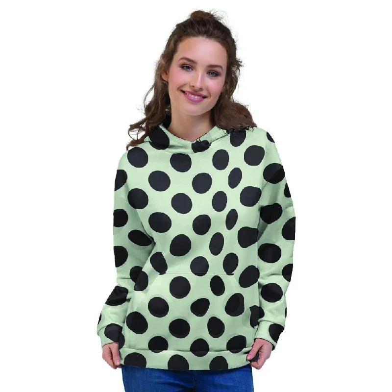 White And Black Polka Dot Print Women's Hoodie