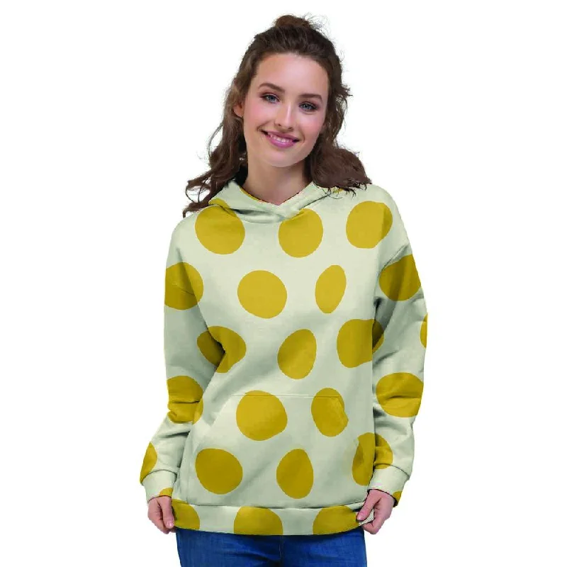 Yellow White Polka Dot Women's Hoodie