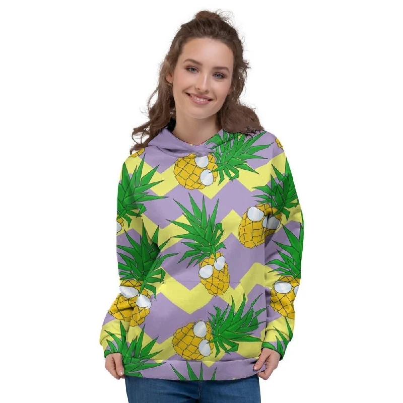 Zig Zag Pineapple Print Women's Hoodie