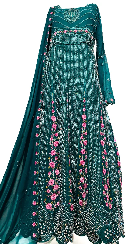 Full of stones work georgette based heavy embroidery work kameez & and georgette based stone work with embroidery border work Dupatta