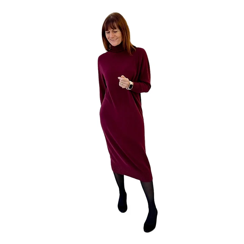 Paige Polo Neck Long Dress in Mulberry