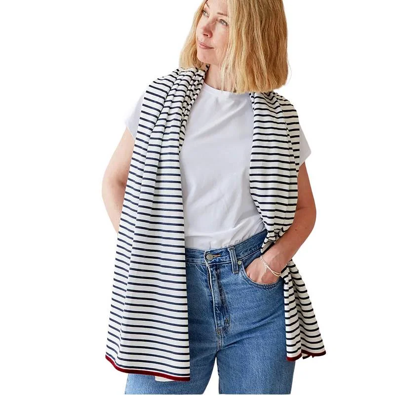 Sally Stripe Scarf Navy