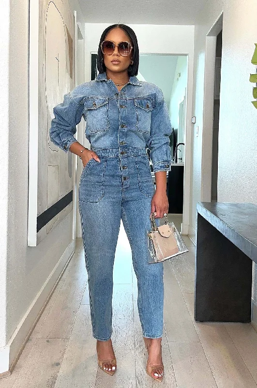 FZ Women's Sexy Denim Jumpsuit