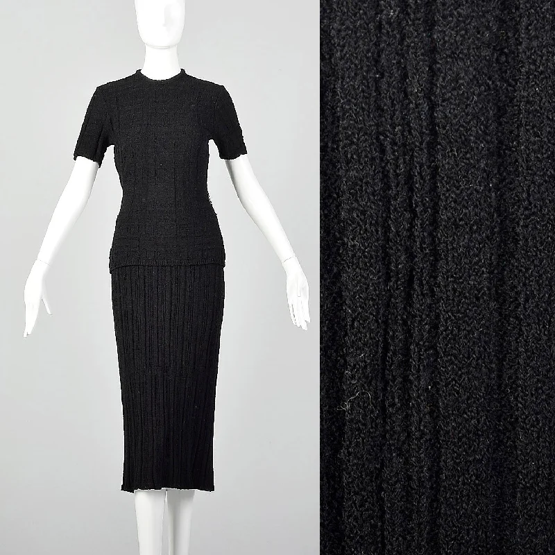 XS-Small 1940s Black Knit Skirt Set