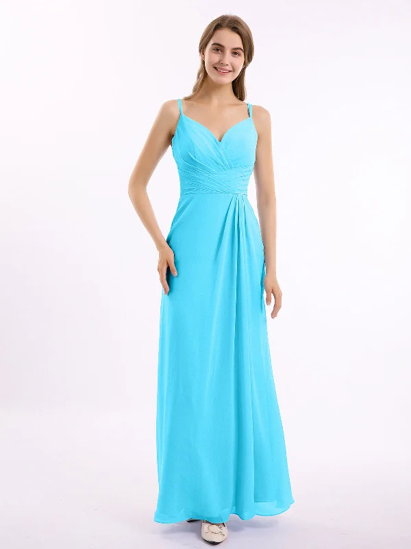 Sweetheart Neck Chiffon Gown with Double Straps Pool