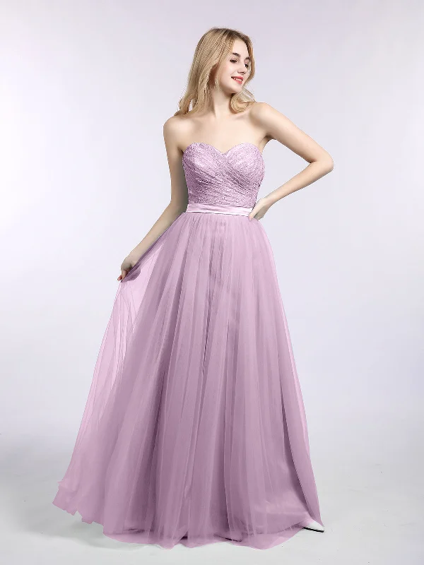 Lace and Tulle Long Gown with Sweetheart-Plum